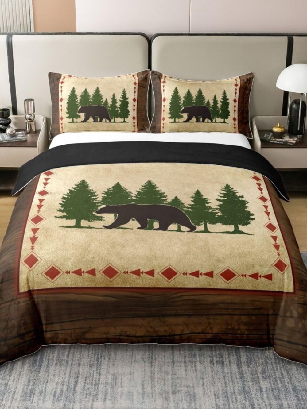 Cabin Bear 100% Cotton Duvet Cover Full Rustic Bedding Bear Wildlife Comforter